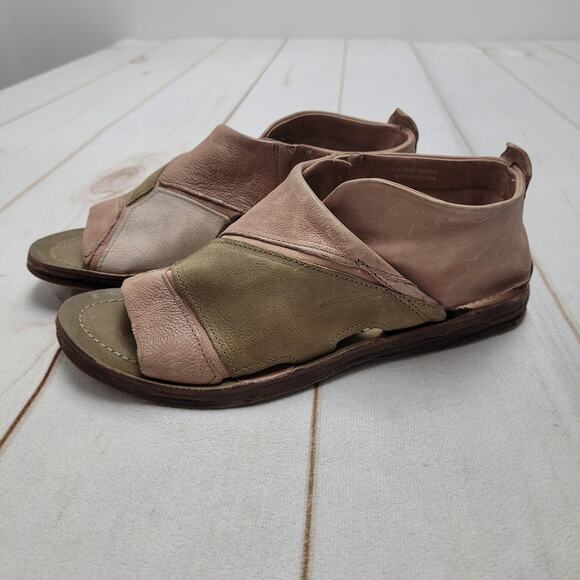 A.S.98 Shoes - A.S. 98 Remini patchwork leather sandals olive green brown boho Renaissance